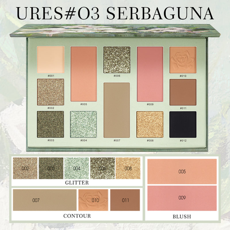Urracx Eyeshadow Palette Make Up 12 Warna High Pigment Smooth Powder Long Lasting